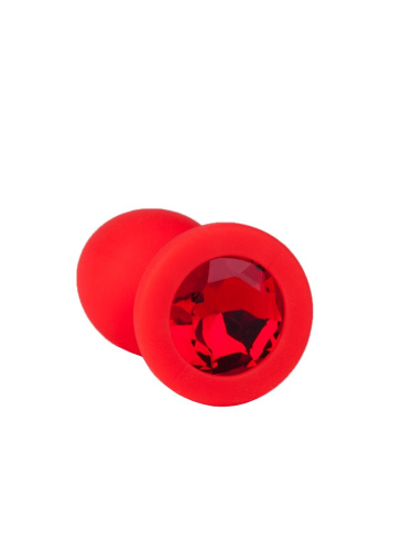 Красная анальная втулка с красным кристаллом - 7,3 см. фото 5