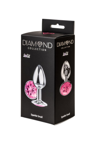 Малая серебристая анальная пробка Diamond Pink Sparkle Small с розовым кристаллом - 7 см. фото 4