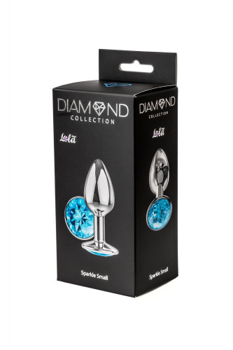 Малая серебристая анальная пробка Diamond Light blue Sparkle Small с голубым кристаллом - 7 см. фото 4