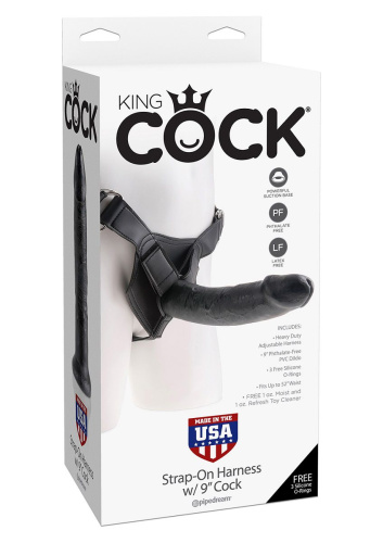 Страпон Harness со съемной чёрной насадкой King Cock 9 - 22,9 см. фото 7