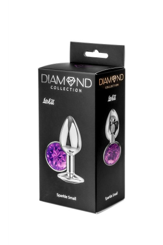 Малая серебристая анальная пробка Diamond Purple Sparkle Small с фиолетовым кристаллом - 7 см. фото 4